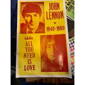 Vintage John Lennon Memorial Wall hard poster #156 – Beatles Rock Music Decor